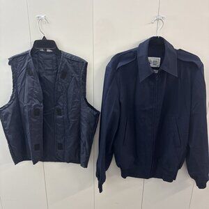 Defense Logistics Wings Blue Full Zip Vest Liner Military Bomber Jacket 40L